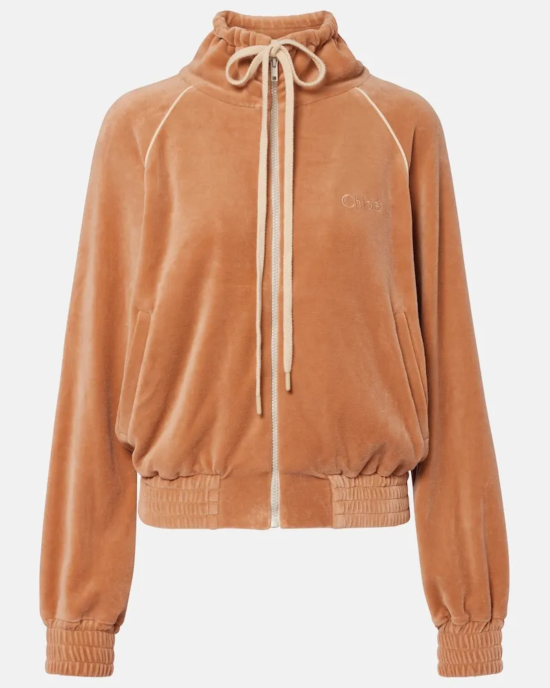 Chloé Chloé Felpa in misto cotone con zip Beige