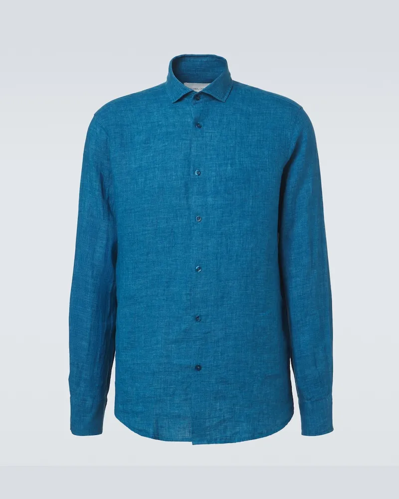 Frescobol Carioca Camicia Antonio in lino Blu