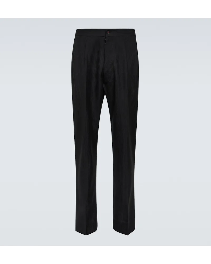 Maison Margiela Pantaloni regular Four Stitches in lana Nero