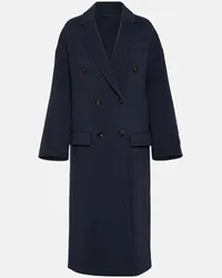 Brunello Cucinelli Cappotto doppiopetto in lana e cashmere Blu