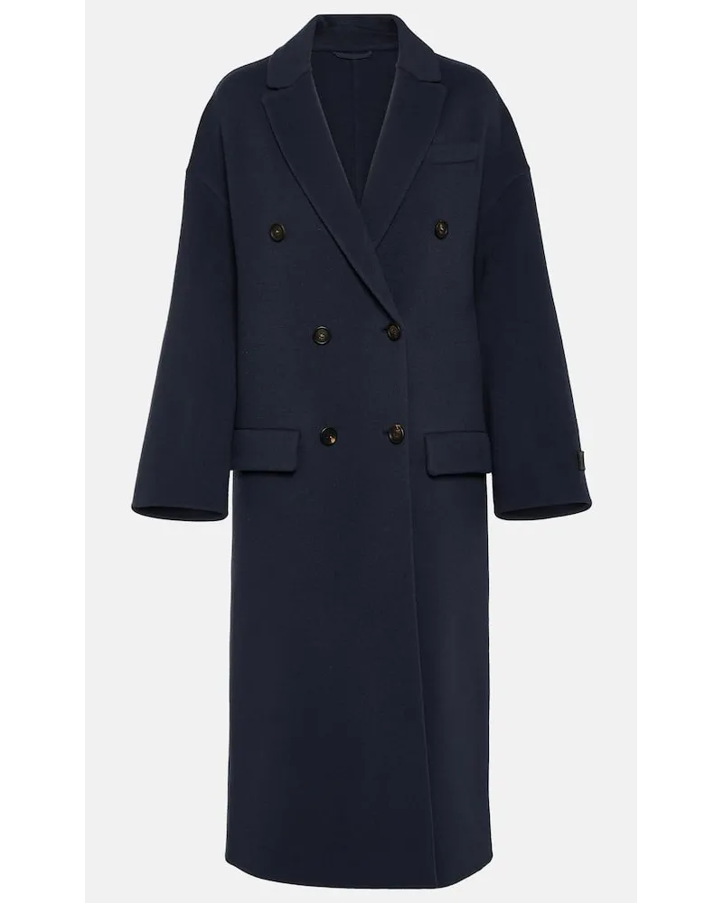 Brunello Cucinelli Cappotto doppiopetto in lana e cashmere Blu