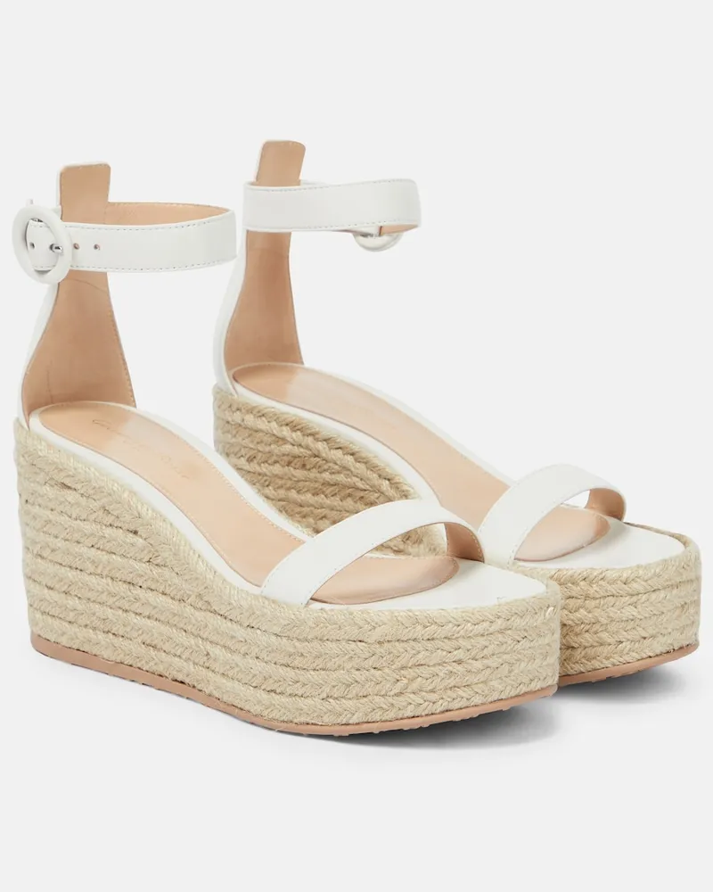 Gianvito Rossi Sandali espadrillas Portofino in pelle con zeppa Bianco