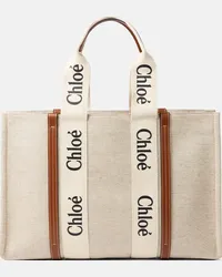 Chloé Chloé Shopper Woody Large in canvas Beige