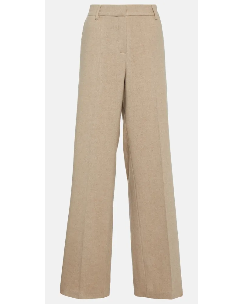 Magda Butrym Pantaloni in cashmere a gamba larga Beige