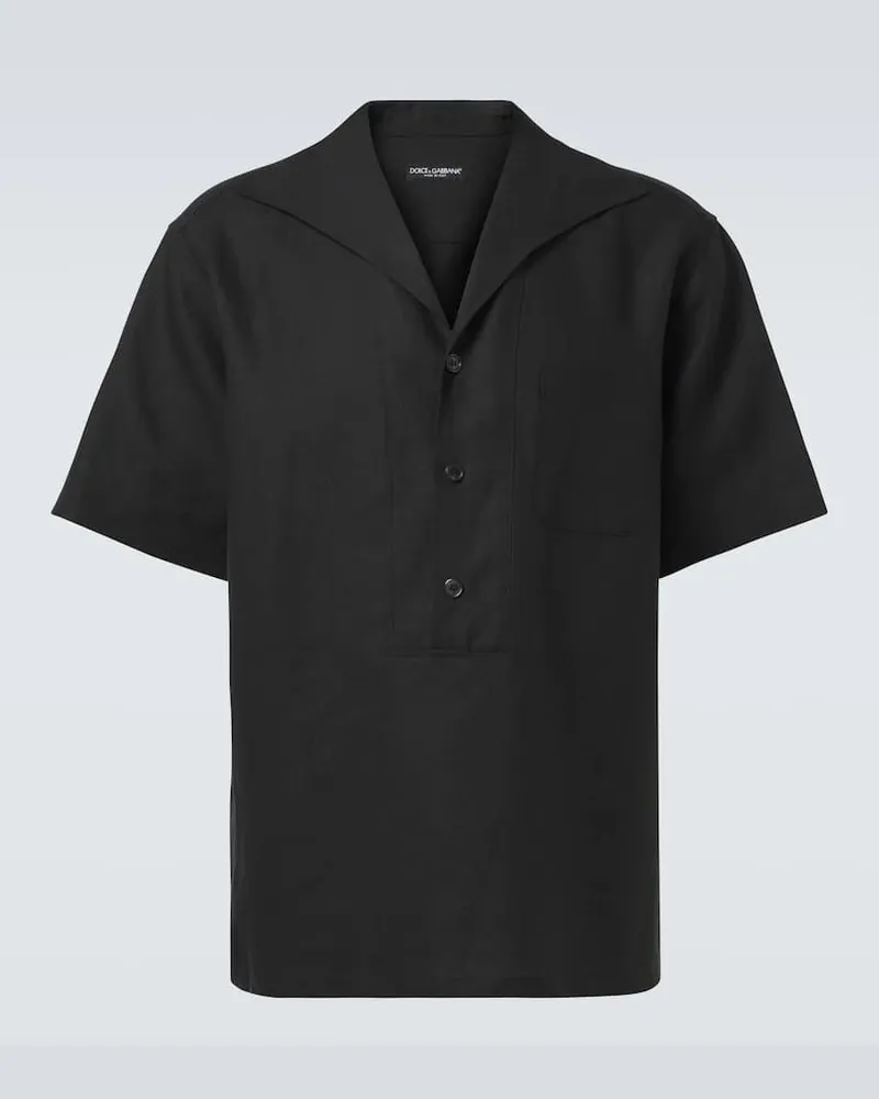 Dolce & Gabbana Camicia bowling in lino Nero