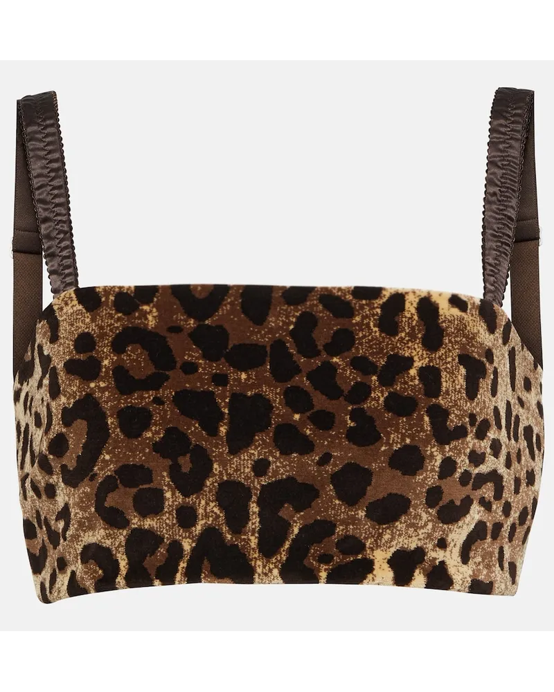 Dolce & Gabbana Top cropped in velluto con stampa Multicolore