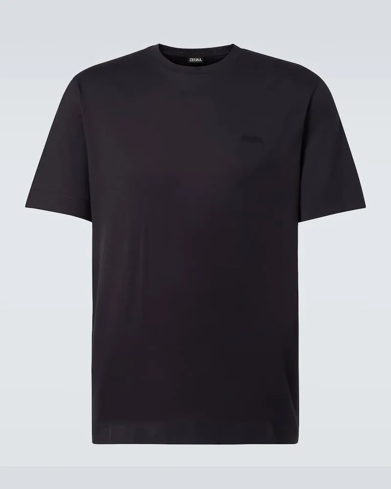 Ermenegildo Zegna T-shirt in jersey di cotone con logo Blu
