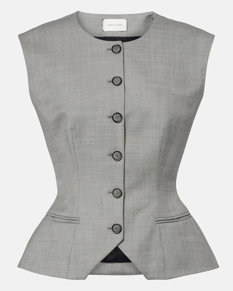 Magda Butrym Gilet peplum in lana Grigio