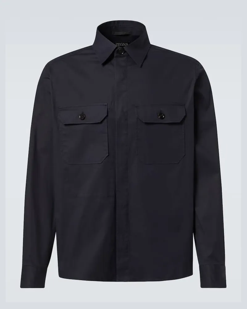 Ermenegildo Zegna Camicia in misto cotone Blu
