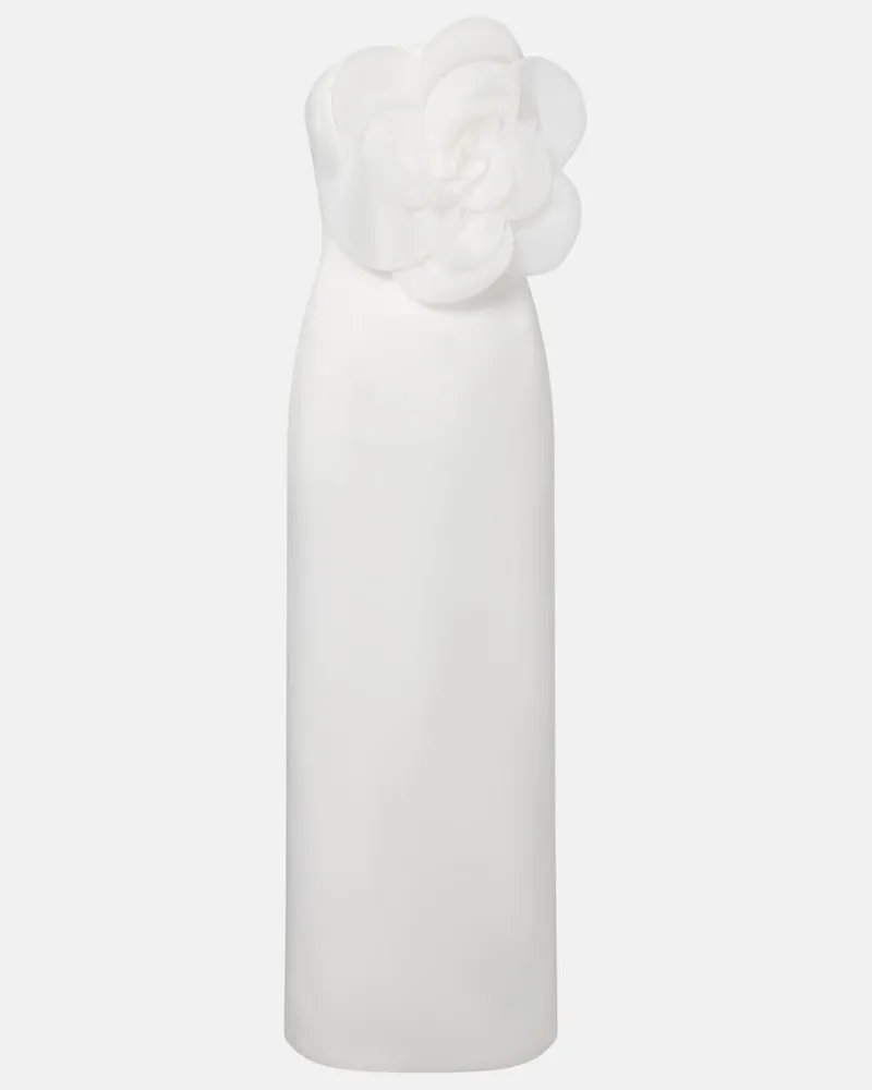 LEO LIN Abito lungo con applicazione floreale Bianco