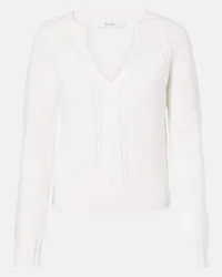 Max Mara Pullover Cancan in cashmere a trecce Bianco