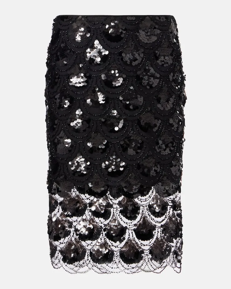 ROTATE Birger Christensen Gonna midi con paillettes Nero