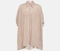 Camicia in misto seta e cotone a righe