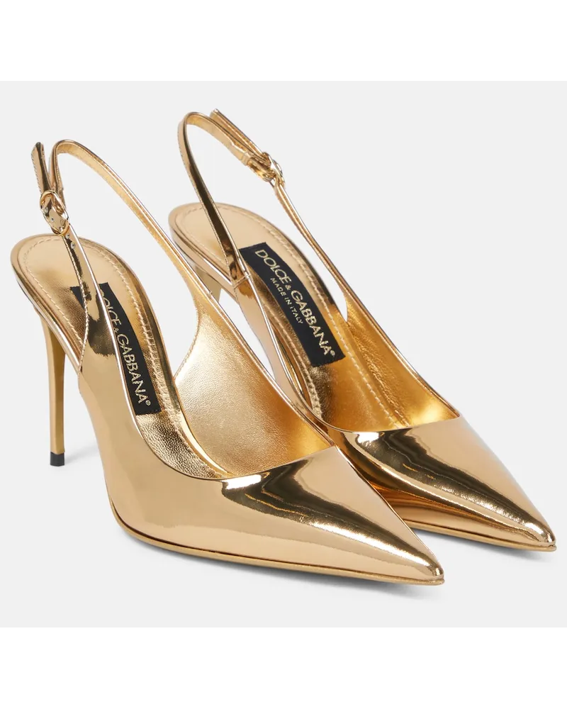 Dolce & Gabbana x Kim - Pumps slingback Lollo in pelle Oro