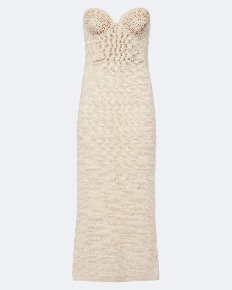 Magda Butrym Abito corsetto in cotone crochet Beige
