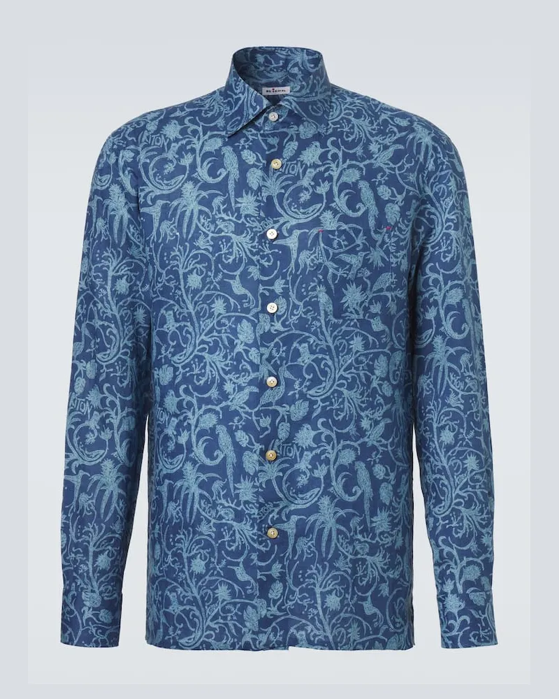 Kiton Camicia in lino Blu