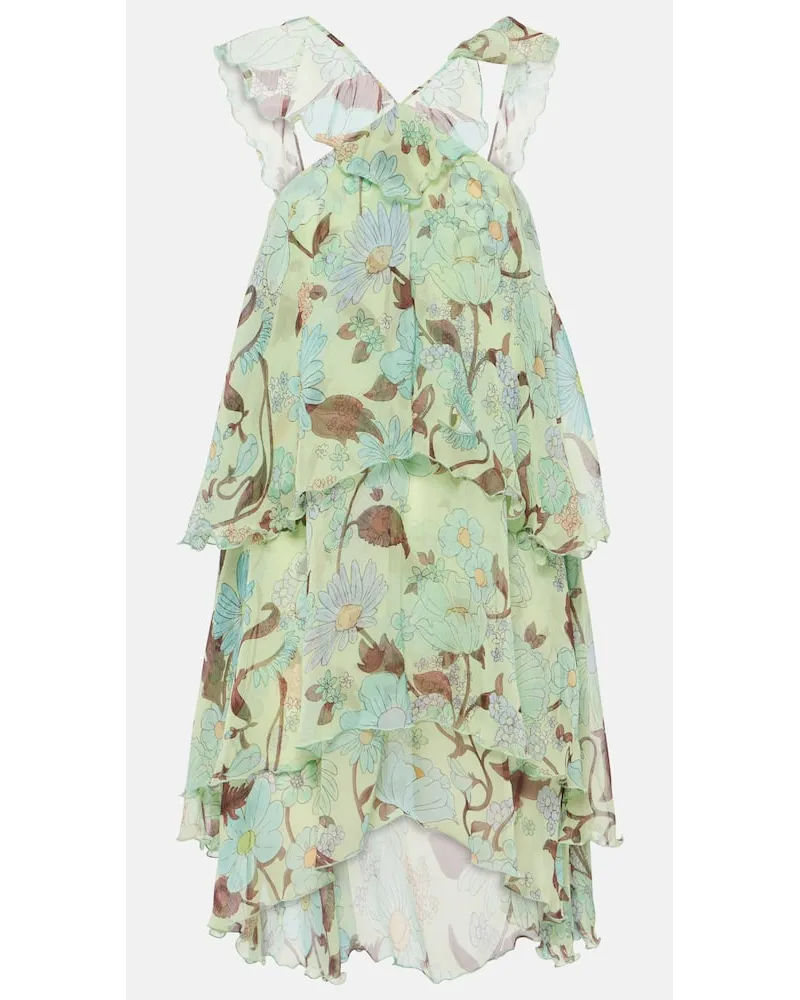 Stella McCartney Miniabito in seta con stampa Verde