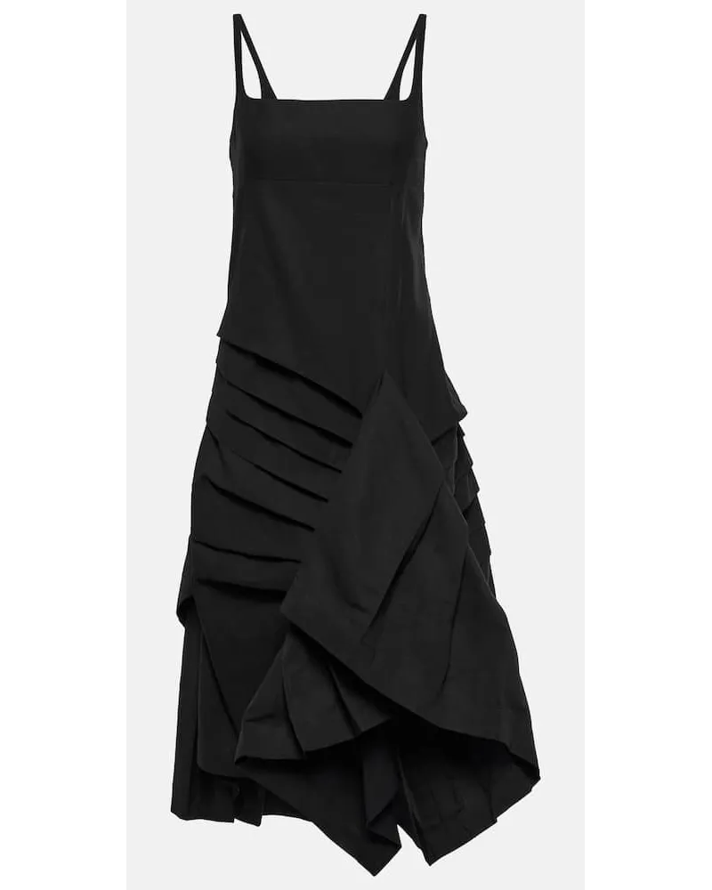 Dries van Noten Abito midi in lino e cotone Nero