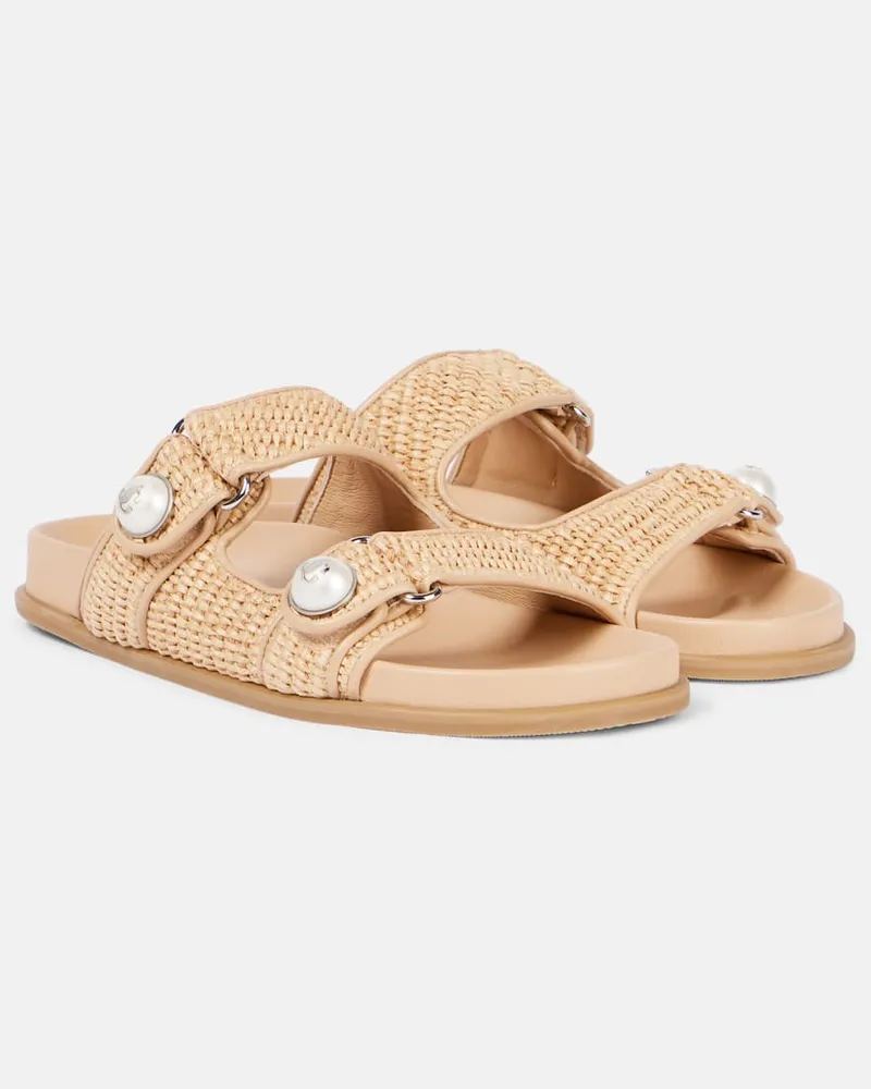 Jimmy Choo Sandali Fayence in rafia con pelle Neutro