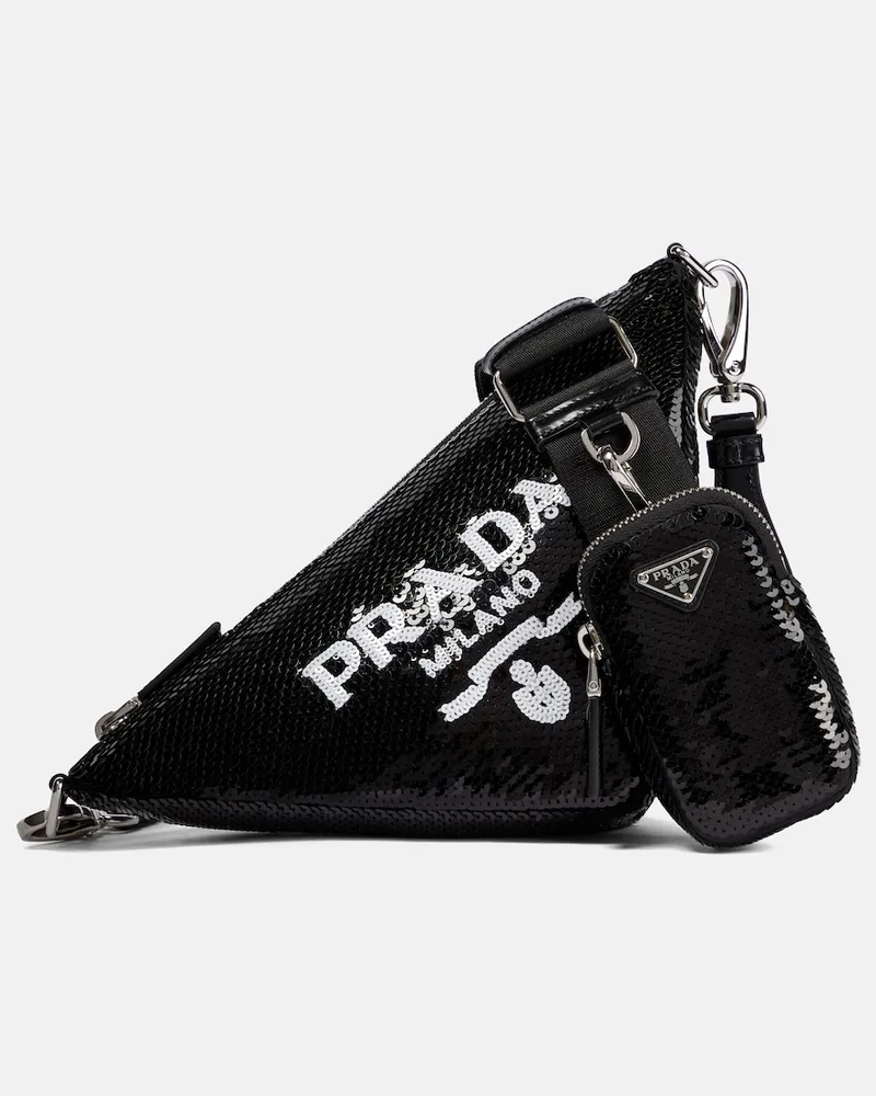 Prada Borsa a spalla con paillettes Nero