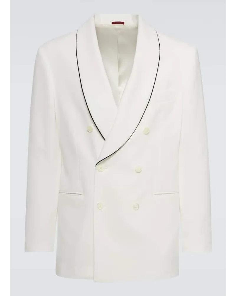 Brunello Cucinelli Blazer da smoking doppiopetto in cotone Bianco