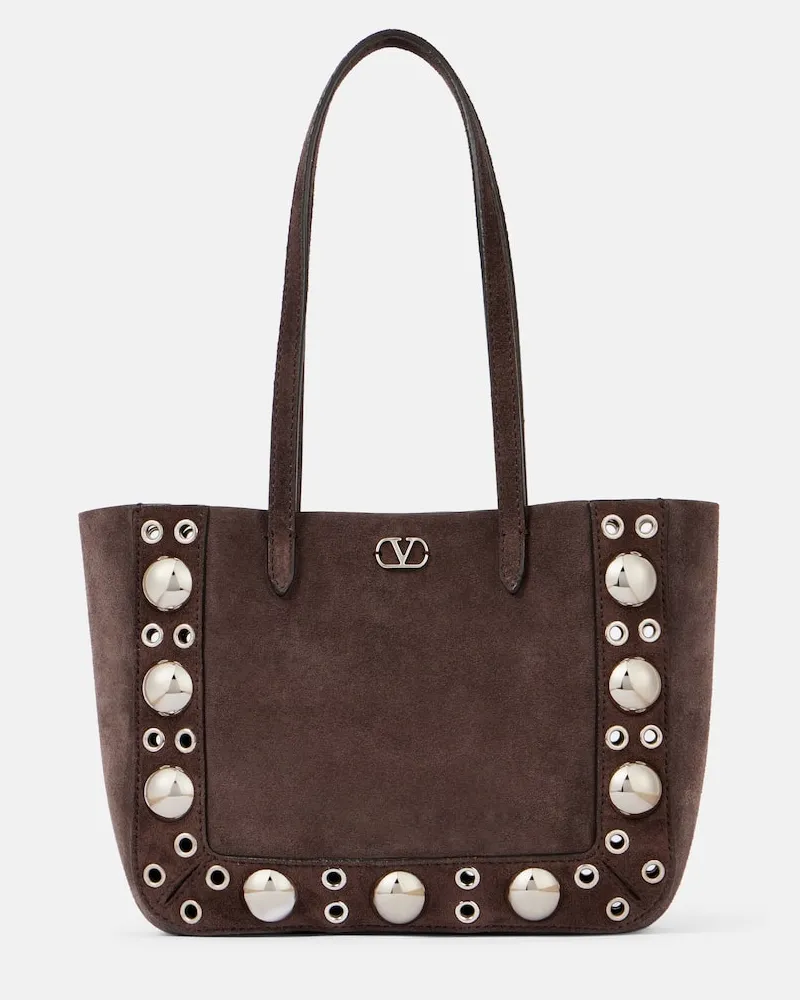 Valentino Garavani Shopper NellcÃ´te Small in suede Marrone