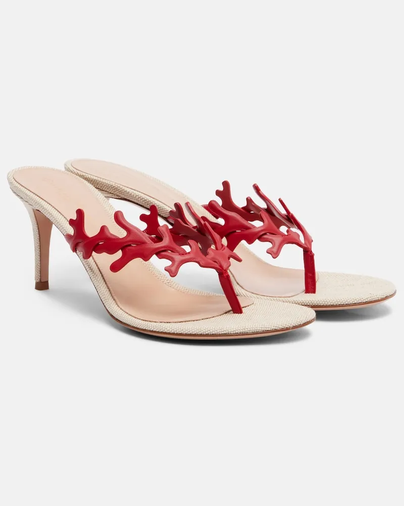 Gianvito Rossi Sandali infradito in canvas e pelle Rosso
