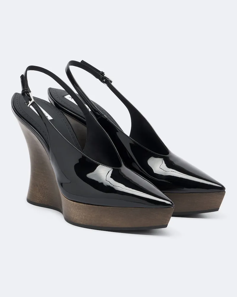 Alaïa Alaïa Pumps slingback in vernice con zeppa Nero
