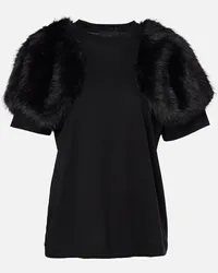 Simone Rocha Top in jersey e pelliccia sintetica Nero