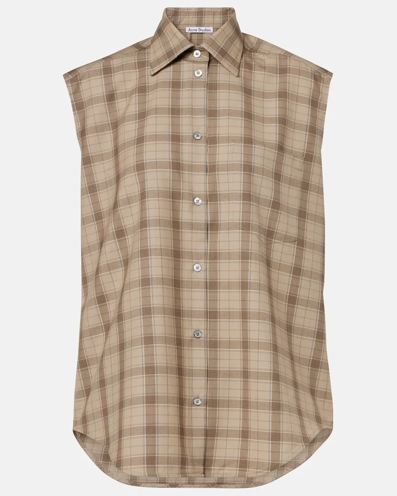 Acne Studios Camicia in lana a quadri Beige