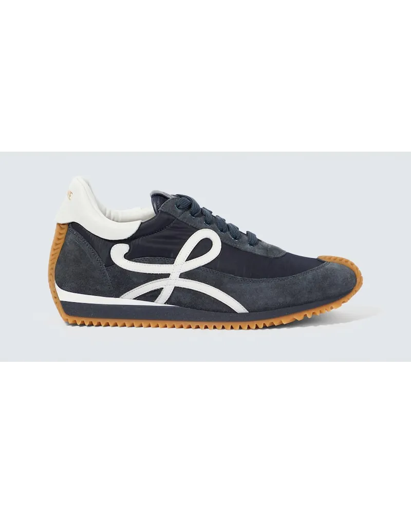 Loewe Sneakers Flow Runner con suede Blu