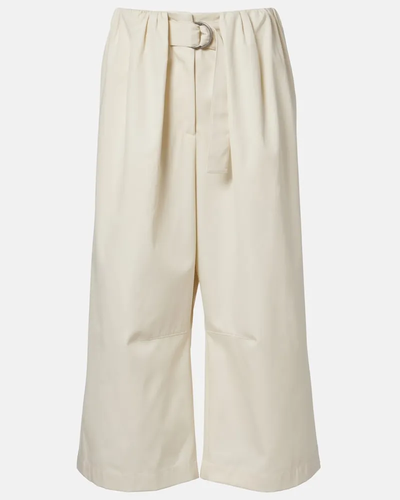 Loewe Pantaloni culottes in gabardine di cotone e seta Bianco