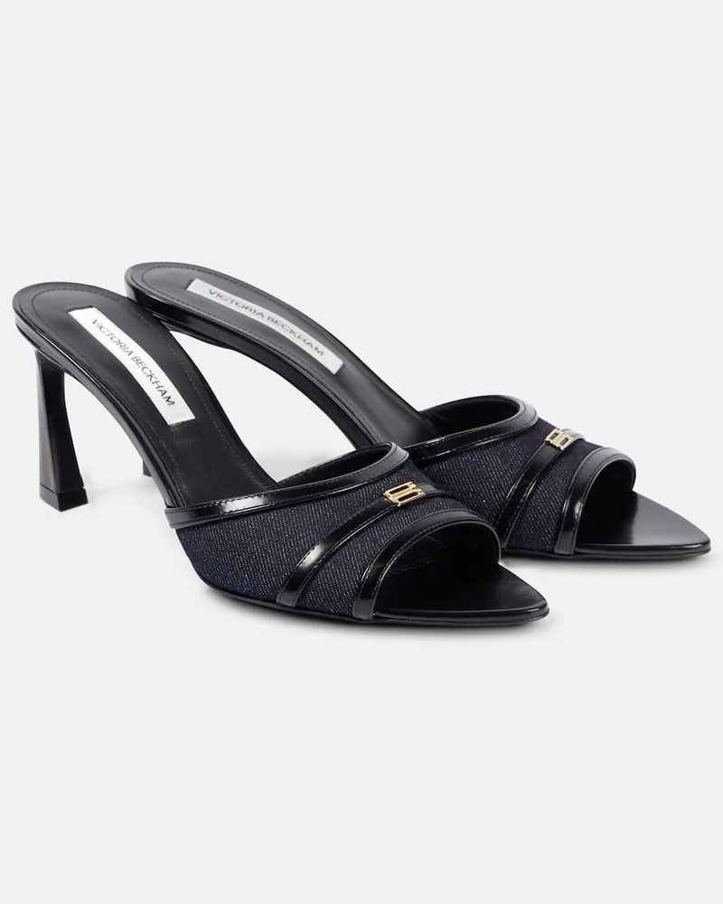 Victoria Beckham Mules in denim e pelle Blu