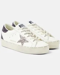 Golden Goose Sneakers Hi Star in pelle con glitter Bianco