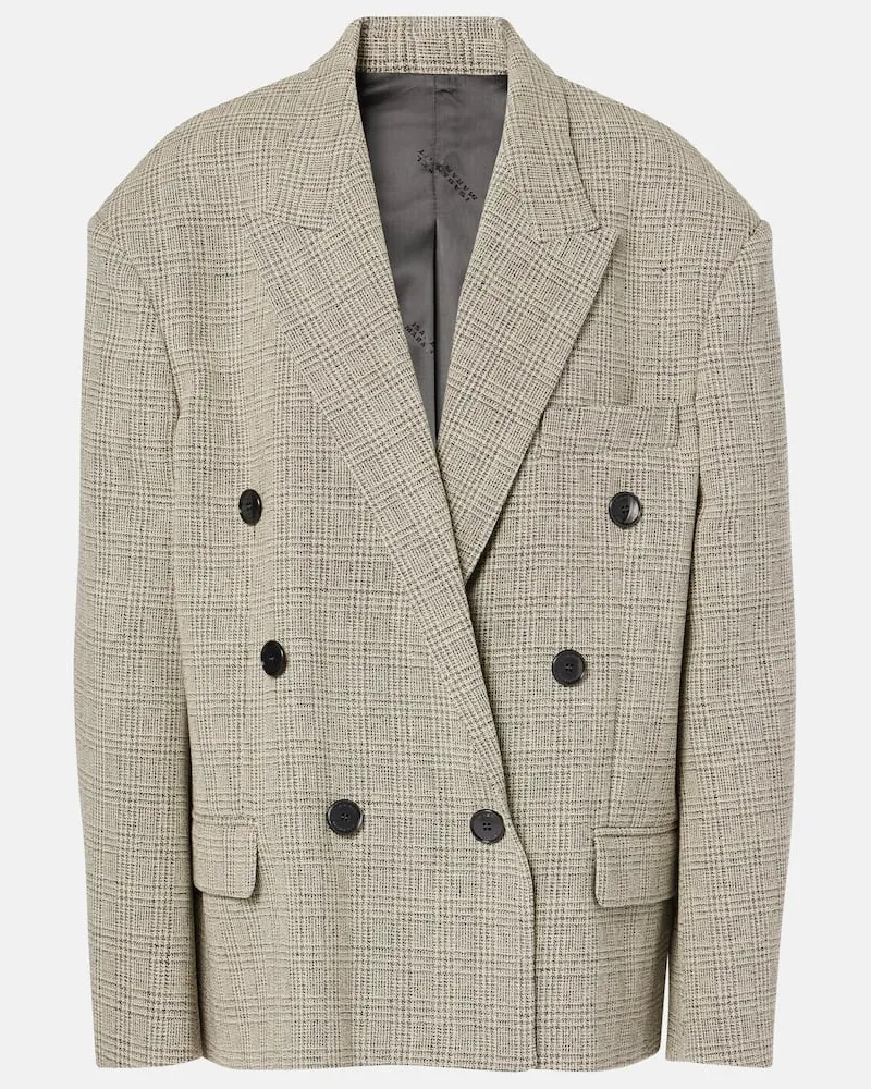 Isabel Marant Blazer doppiopetto Klero in lana a quadri Beige