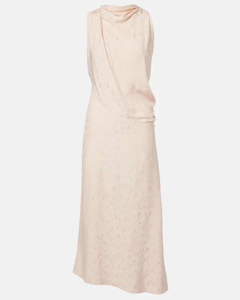 Victoria Beckham Abito midi asimmetrico in satin floreale Rosa