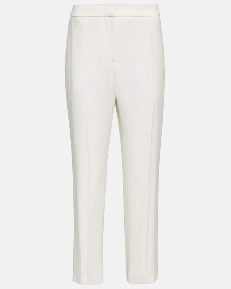 Alexander McQueen Pantaloni slim in crêpe a vita media Bianco
