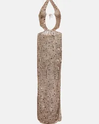 Aya Muse Abito lungo Morel con paillettes Beige