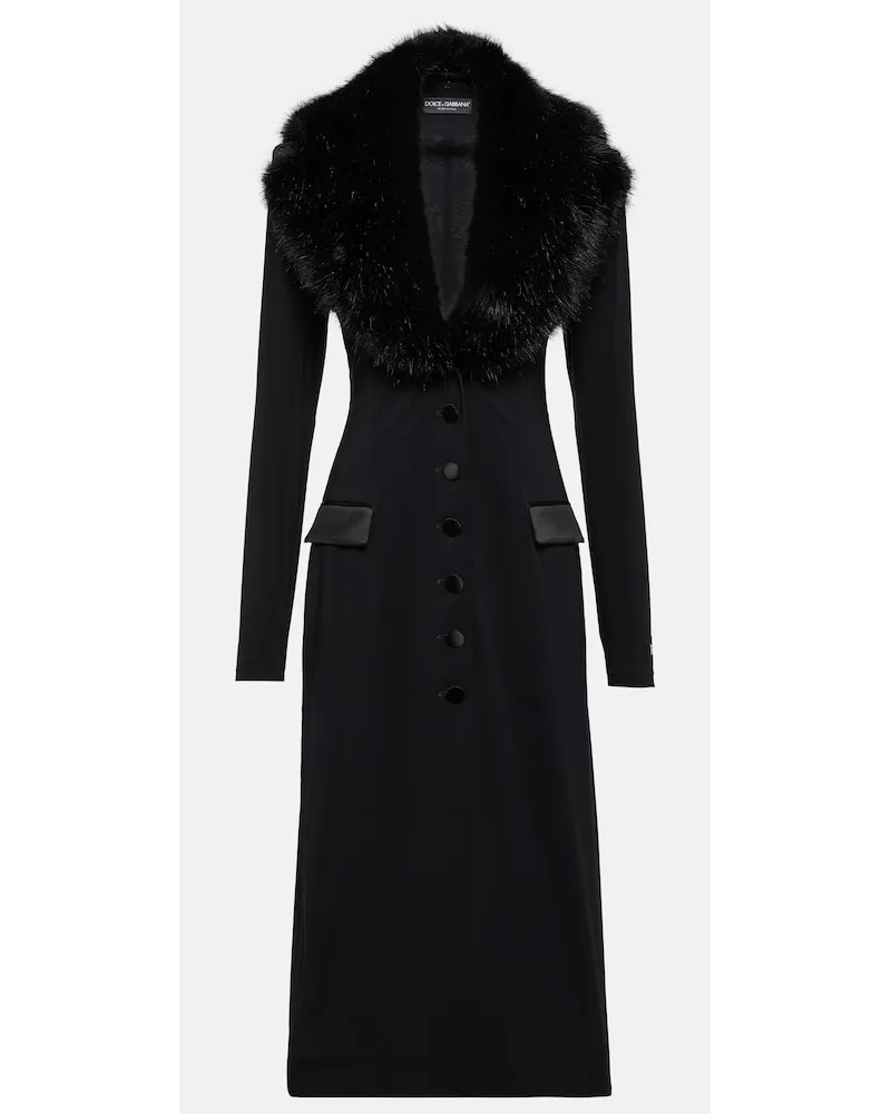 Dolce & Gabbana Cappotto in georgette di misto seta Nero