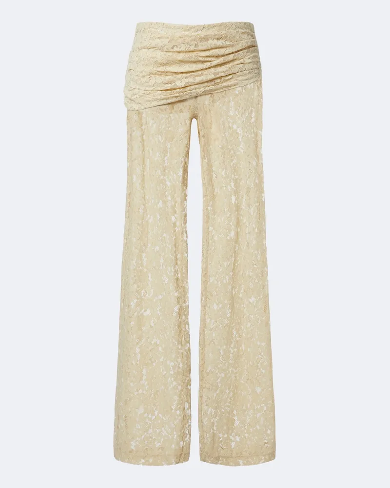 De La Vali Pantaloni Rocio in pizzo di misto cotone Beige