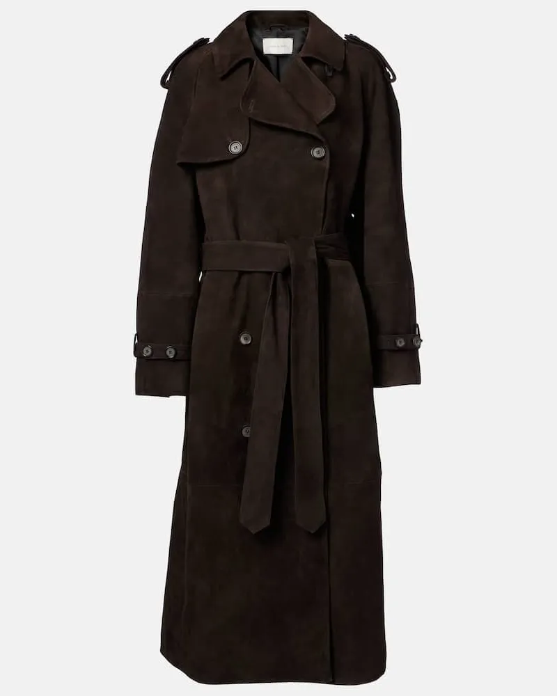 Magda Butrym Trench doppiopetto in suede Marrone