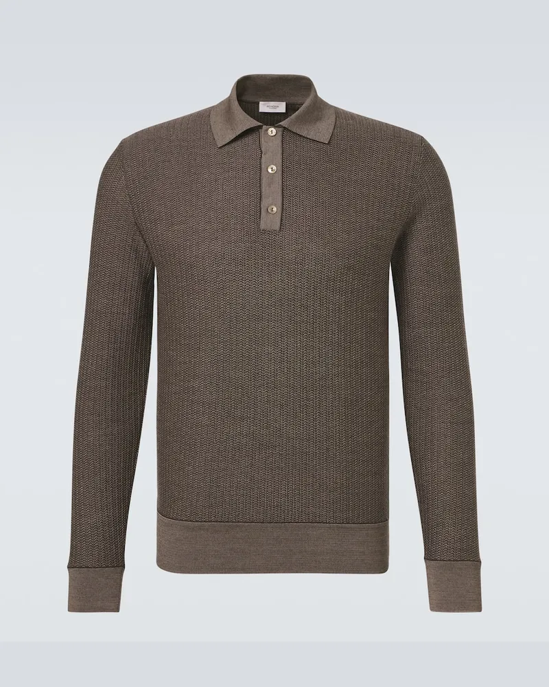 AGNONA Pullover polo in lana e seta Marrone