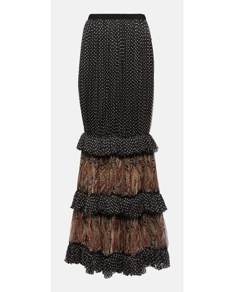 Etro Gonna lunga in seta con stampa Multicolore