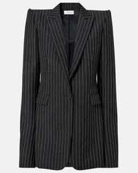 Alexander McQueen Blazer gessato in lana e mohair Nero