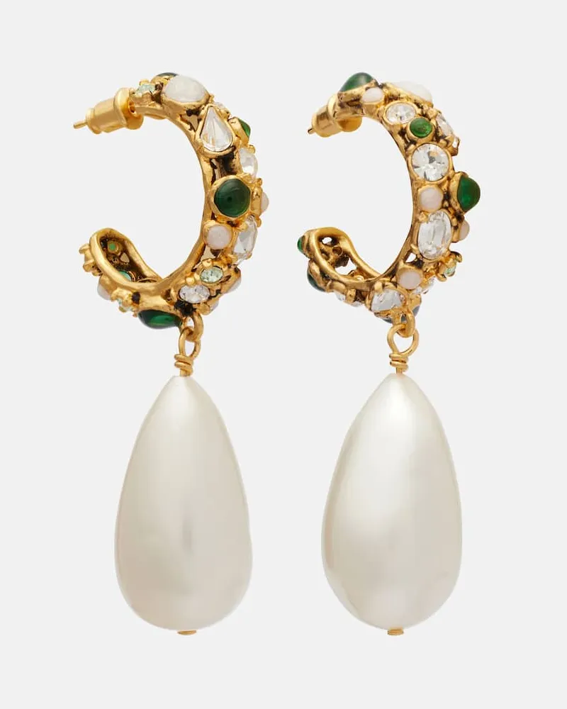 Saint Laurent Orecchini pendenti con cristalli Oro