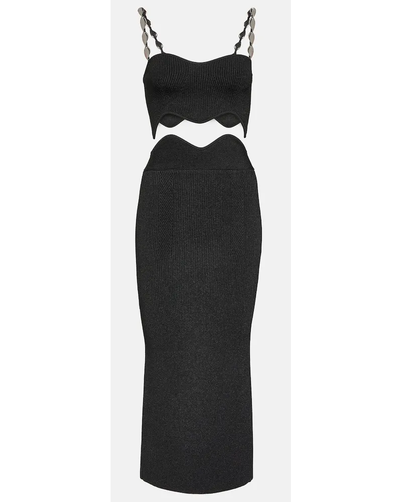 GALVAN Top cropped e gonna midi Marina Wave Nero