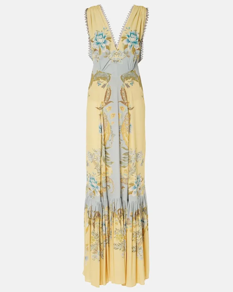 Etro Abito lungo in crÃªpe de chine Giallo