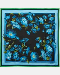 Dolce & Gabbana Foulard in twill di seta con stampa Blu