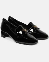 Prada Pumps mocassino in vernice con logo Nero