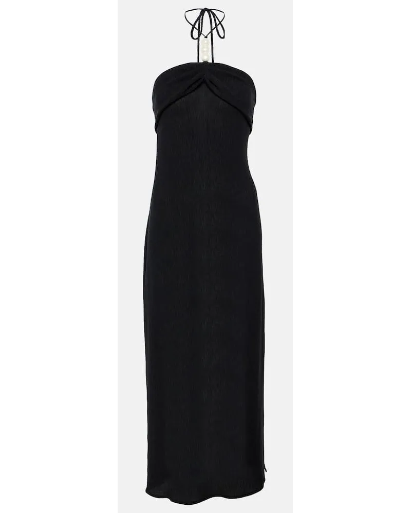 Magda Butrym Abito midi con scollo allâamericana Nero